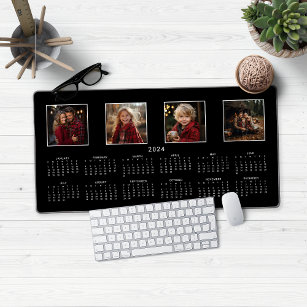 2024 Calendar Classic Modern Photo Collage Desk Mat