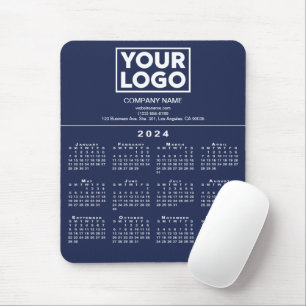 2024 Calendar Company Logo and Text on Navy Blue Mouse Mat