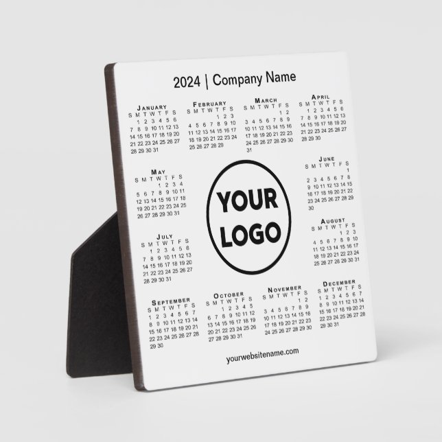 2024 Calendar Company Logo Business Desktop Plaque (Front)