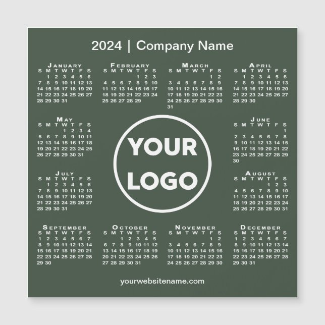 2024 Calendar Company Logo on Forest Green Magnet (Front)