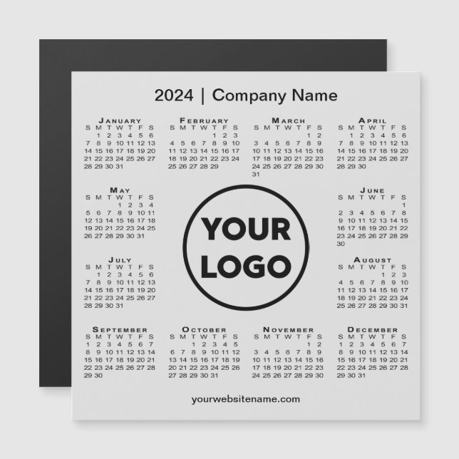 2024 Calendar Company Logo on Light Grey Magnet (Front/Back)