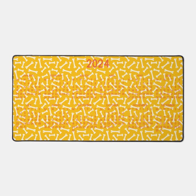 2024 Calendar Dog Bones Design Pattern  Desk Mat (Front)