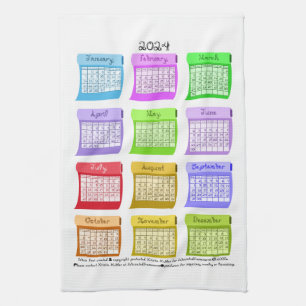 2024 Calendar Fabric Bolts Fabric Font Tea Towel