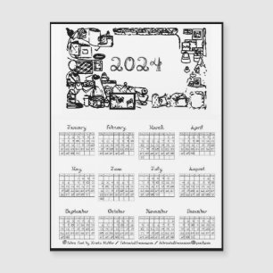 2024 Calendar Fabric Font Sewing Fabricated Frames