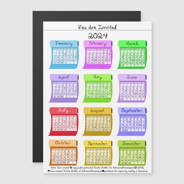 2024 Calendar Fabrics Fabric Font You Are Invited Magnetic Invitation (Front/Back)