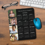 2024 Calendar Family 4 Photo Personalized Color Mouse Mat<br><div class="desc">Create your own personalized, custom color 2024 photo calendar mouse pad featuring a 2024 year-at-a-glance calendar and 4 photos with your name or other custom text in editable white on an editable black background color (note the calendar grid color can be changed as well). ASSISTANCE: For help with design modification...</div>