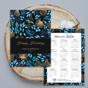2024 Calendar Floral Business Logo Holiday Card