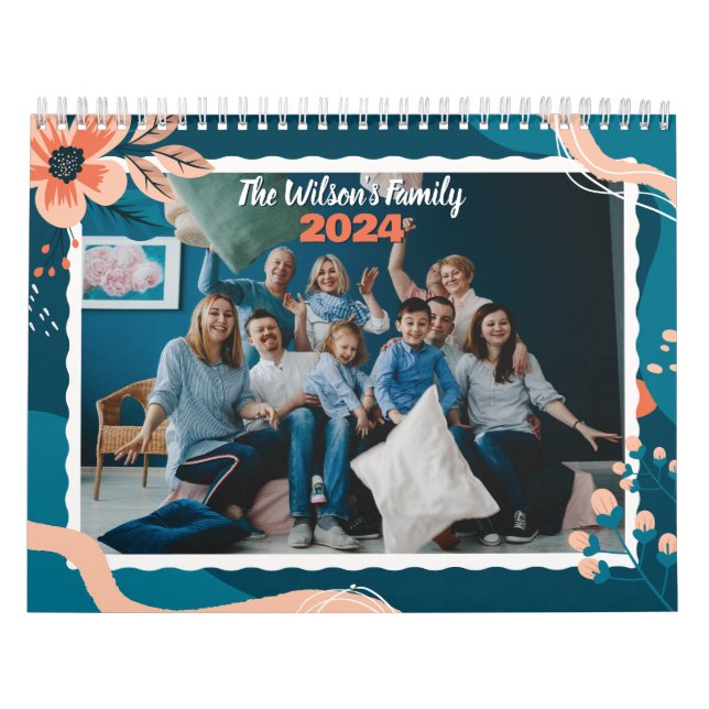 2024 Calendar Floral Custom Family Photo (Cover)