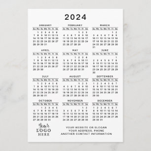 2024 Calendar Full Year White Black Minimal Programme