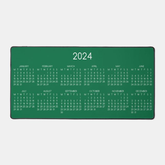 2024 Calendar Green Colour Background Desk Mat (Front)