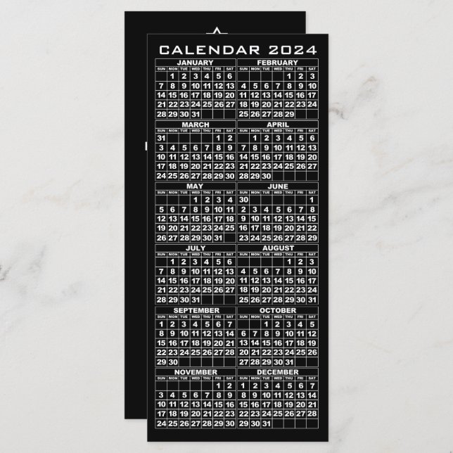 2024 Calendar Holidays Rack Card Black Tree (Front/Back)
