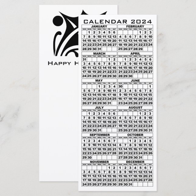 2024 Calendar Holidays Rack Card Leaf with envelop (Front/Back)