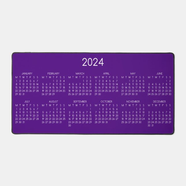 2024 Calendar Indigo Colour Background Desk Mat (Front)