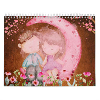 2024 Calendar, Love, Watercolor, Vintage Papers Calendar