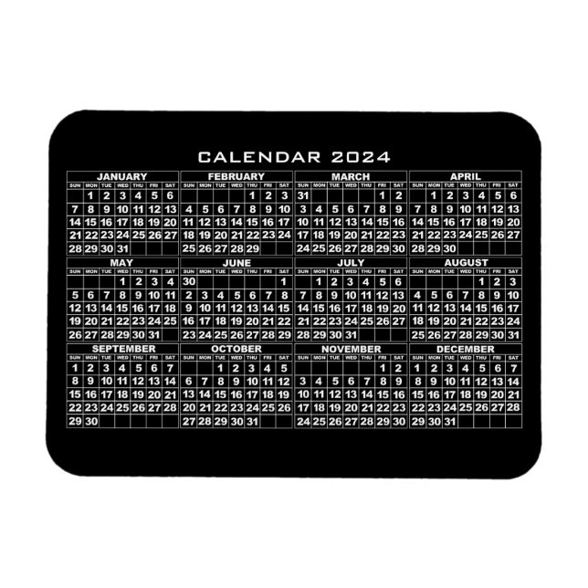 2024 Calendar Magnet Black (Horizontal)