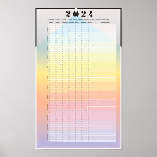 2024 Calendar - Moon Planner Poster