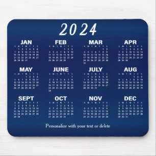 2024 Calendar - Navy Blue Design Mouse Mat