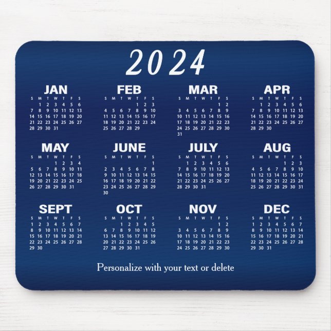 2024 Calendar - Navy Blue Design  Mouse Mat (Front)