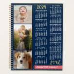 2024 Calendar Navy Coral Gold Family Photo Collage Planner<br><div class="desc">Celebrate 2024 with this elegant photo collage calendar planner. On the inside, these planners have pages for you to organise your weeks and months. With the addition of the beautiful yearly calendar cover, you'll be able to see the entire year at a glance - plus enjoy 9 of your favourite...</div>