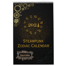 2024 Calendar of  Steampunk Astrology Zodiac Signs