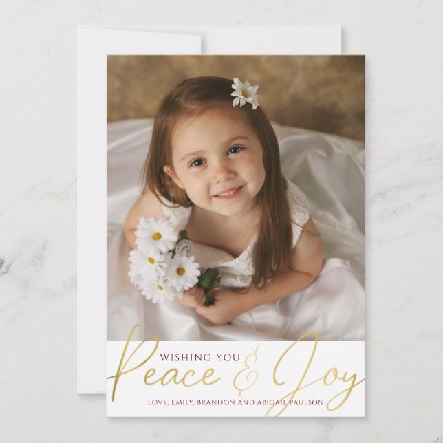 2024 Calendar PEACE & JOY Photo Custom Colour Holiday Card (Front)