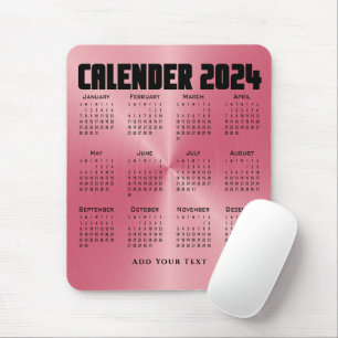 2024 Calendar - Pink Mouse Mat
