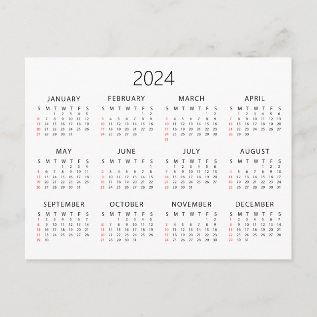 2024 Calendar  Postcard (Front)