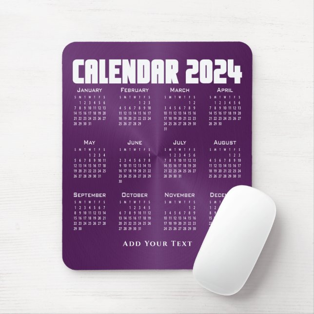 2024 Calendar - Purple Mouse Mat (With Mouse)