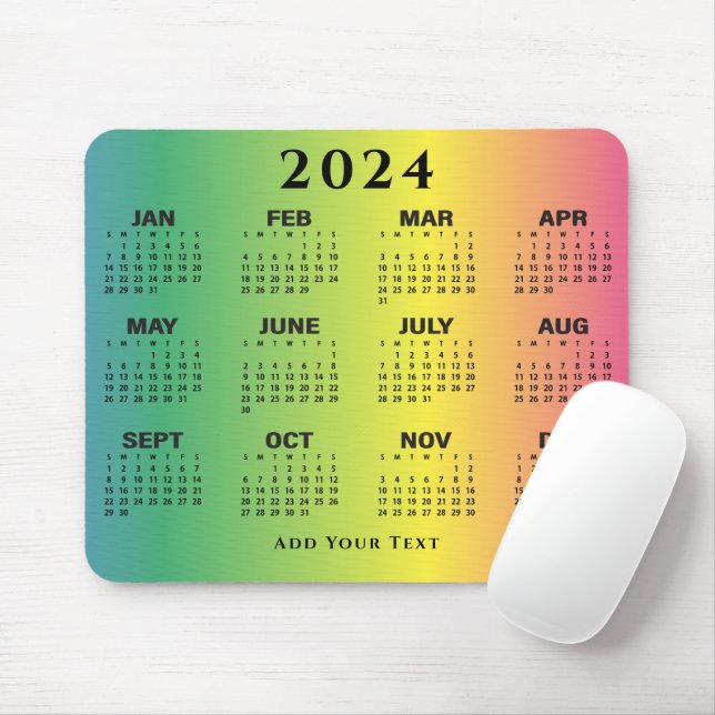 2024 Calendar - Rainbow Mouse Mat (With Mouse)