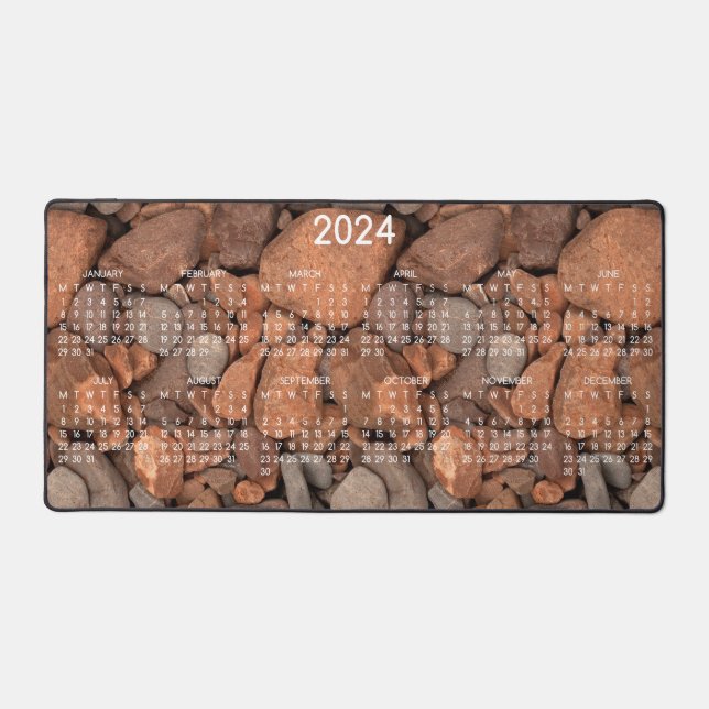 2024 Calendar Rustic Country Nature Rocks Photo Desk Mat (Front)