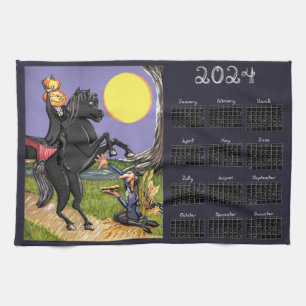 2024 calendar Sleepy Hollow Headless Horseman Tea Towel