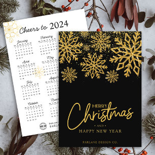 2024 Calendar Snowflake Business Logo Holiday Card