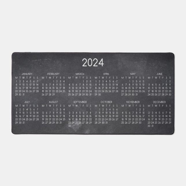 2024 Calendar Teacher Blank Chalkboard Design Desk Mat (Front)