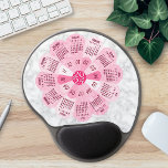 2024 Calendar Unique Round Boho Pink Flower Gel Mouse Mat<br><div class="desc">Keep track of the date in 2024 with this beautiful calendar mousepad. This unique design forms the shape of a flower, with the calendar months in a circle on its petals. It has a retro hippie / bohemian look, with a marbled background. The colours are all shades of pink, white,...</div>