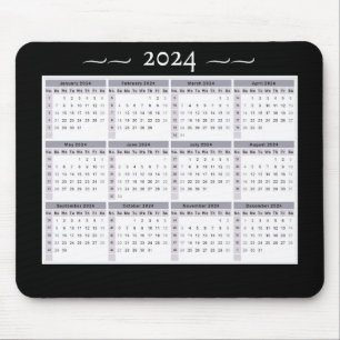 2024 Calendar Weekly Black White Large Print Mouse Mat