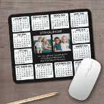 2024 Calendar with 2 Photos and Text - Black White Mouse Mat<br><div class="desc">A 2 photo collage with a 2024 calendar and room to add a few lines of text. A fun item for the New Year to use at the office or at home. Add 2 square photos to this design.</div>