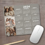 2024 Calendar with 3 Photo Collage - taupe Mouse Mat<br><div class="desc">A 3 photo collage with a 2024 calendar. A fun item for the New Year. Add 3 square photos to this design.</div>