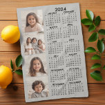 2024 Calendar with 4 Photo Collage - taupe Tea Towel<br><div class="desc">A 4 photo collage with a 2024 calendar. A fun item for the New Year. Add 4 square photos to this design. With a little bit of work,  you can change the background colour and the calendar colour when you click on the customise option and choose different colours.</div>