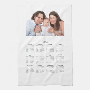 2024 Calendar with Custom Photo  Tea Towel
