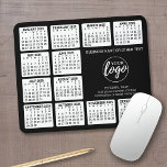 2024 Calendar with logo, Contact Information Black Mouse Mat<br><div class="desc">Add a logo with a 2024 calendar and room to add a few lines of text. A fun item for the New Year to use as a company giveaway.</div>