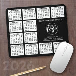 2024 Calendar with logo, Contact Information Black Mouse Mat<br><div class="desc">Add a logo with a 2024 calendar and room to add a few lines of text. A fun item for the New Year to use as a company giveaway.</div>