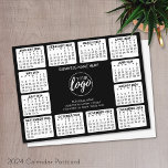 2024 Calendar with logo, Contact Information Black Postcard<br><div class="desc">Add a logo with a 2024 calendar and room to add a few lines of text. A fun item for the New Year to use as a company giveaway. You can change colours in the advanced design area.</div>