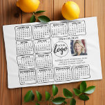 2024 Calendar with logo, Photo and Text - white Tea Towel<br><div class="desc">A logo and photo collage with a 2024 calendar and room to add a few lines of text. A fun item for the New Year to use as a company giveaway. Add 2 square photos to this design.</div>