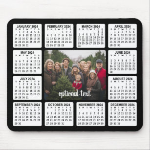 2024 Calendar with Photo in the Centre Black White Mouse Mat