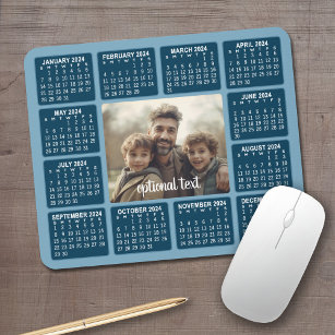 2024 Calendar with Photo in the Centre Blue Mouse Mat