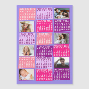 2024 Calendar Year Cute Mod Photo Collage Magnet