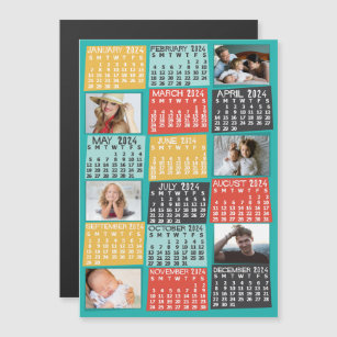 2024 Calendar Year Modern Custom Photo Collage Magnetic Invitation