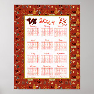 2024 Calendar Year Of The Dragon Chinese Favourite Poster