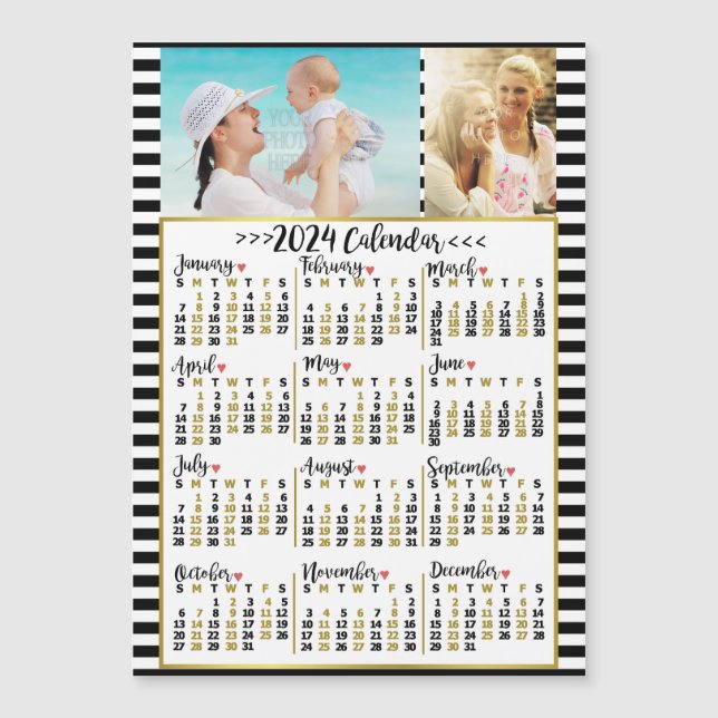 2024 Calendar Year Stripes | Custom Photos Magnet (Front)