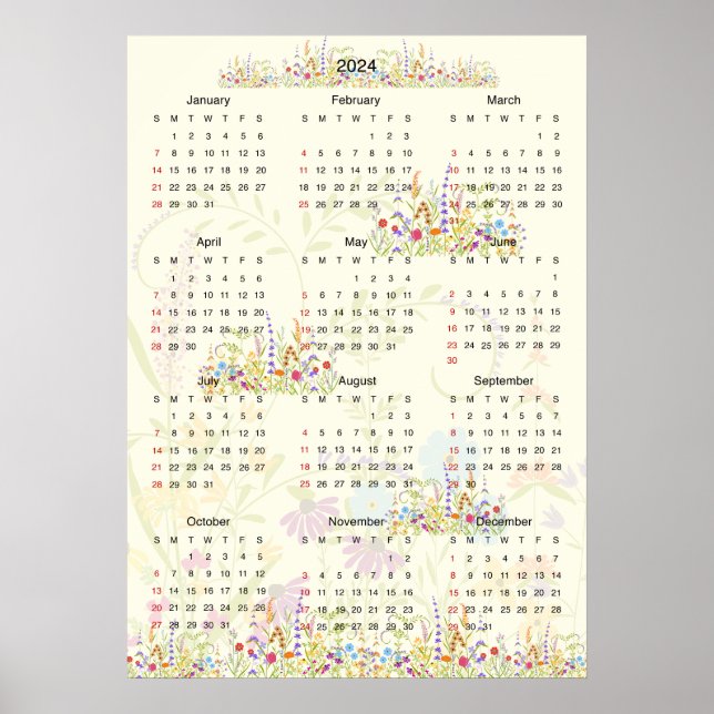 2024 calender wildflowers poster (Front)